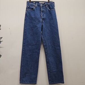 Levis Premium Ribcage Ankle Straight Jeans Womens Button Fly Big E READ